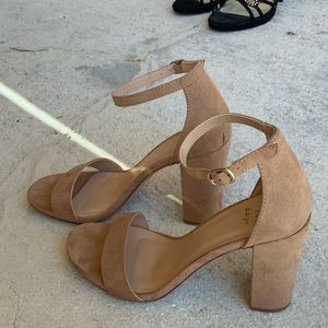 3.5” heel Taupe one strap heel